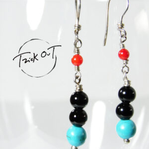 BASIC-orecchino pendente/ nodino-onice/turchese/rosso