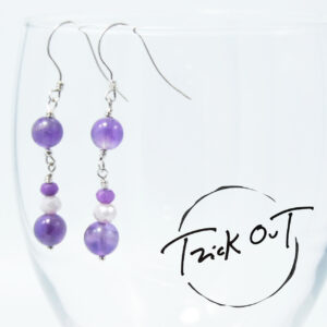 Ag925/quarzo ametista/cristalli orecchini e bracciale MP caramelle variante viola-Fatto a Mano-
