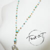 IRIDE(turchese)-"amuleto" collana lunga con pendente. Ag925/pietre naturali/ nodino rosario -Fatto a Mano-